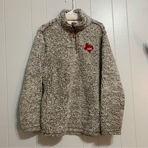 NWOT Men’s Beige Home Free Texas Logo Heavy Fleece Sherpa Zip Pullover Jacket